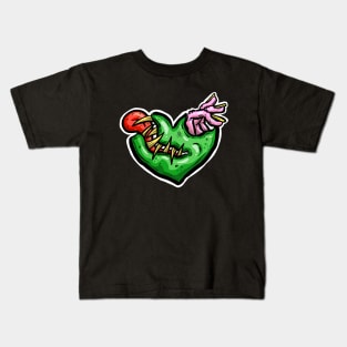 Zombie Heart Tongue and Fingers Green Valentines Day Kids T-Shirt